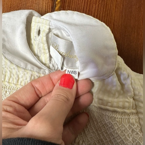 Strasburg Yellow/White Hand Smocked Bubble for Newborn - Picture 6 of 11